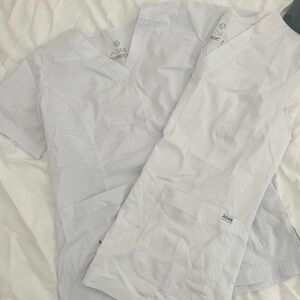 2 Adar White Scrub Tops